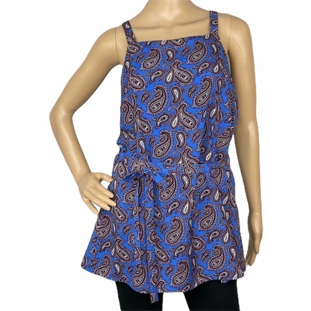 BANANA Republic Blue Paisley Apron Style Tunic/Top Size Medium